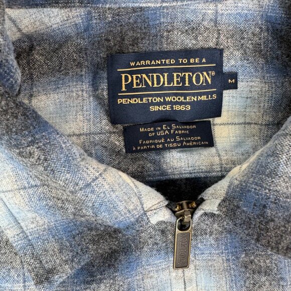 Pendleton Brightwood Blue/Gray ombre check Virgin Wool Full Zip Jacket Men's M - Picture 5 of 7